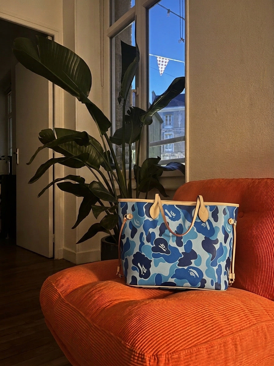 Oversized Carry-It-All Blue Camo Tote