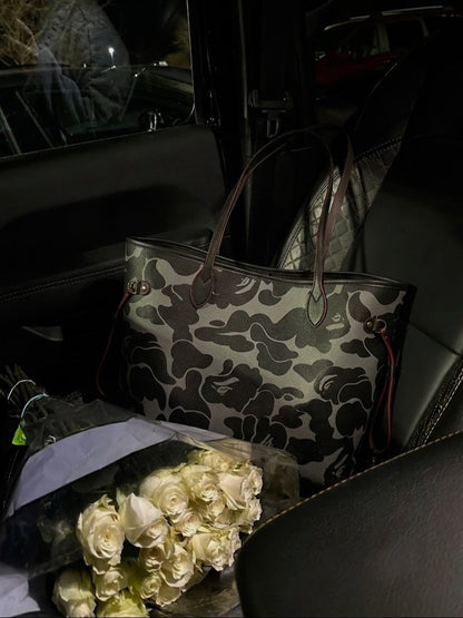 Oversized Carry-It-All Black Camo Tote