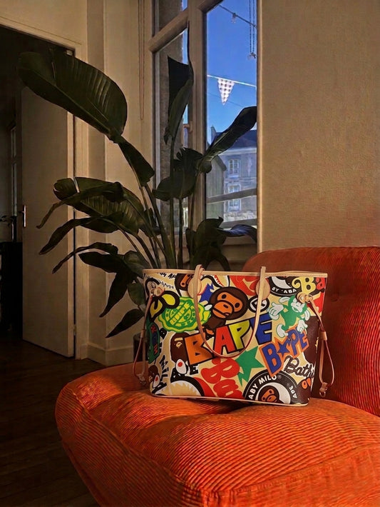 Oversized Carry-It-All Graffiti Tote