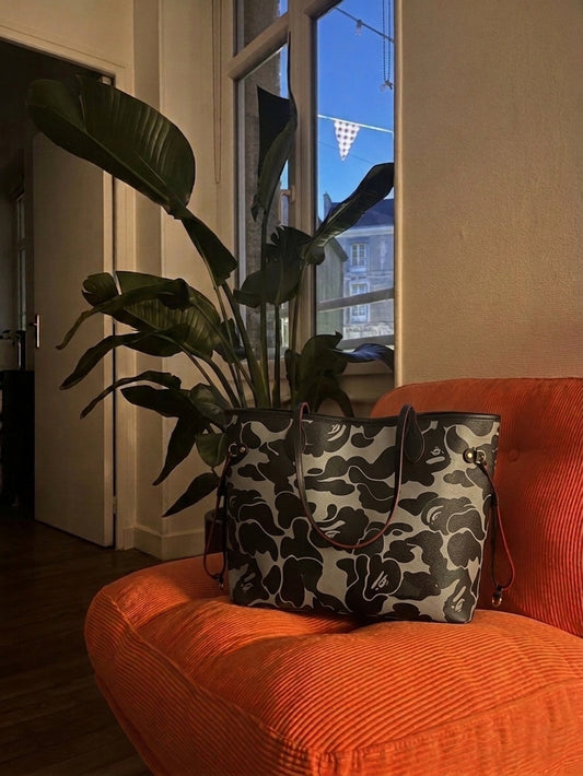 Oversized Carry-It-All Black Camo Tote